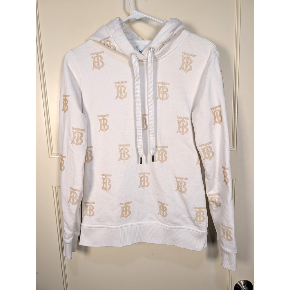 Burberry Women's M Monogram TB Motif Logo Print Pattern Cotton Hoodie Sweatshirt